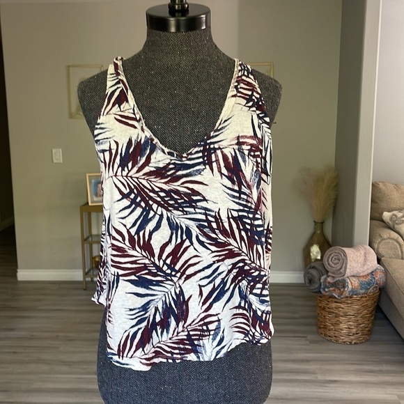 Lucky Brand Torpical Leaf Print Sleeveless Top Size Small - Picture 2 of 8